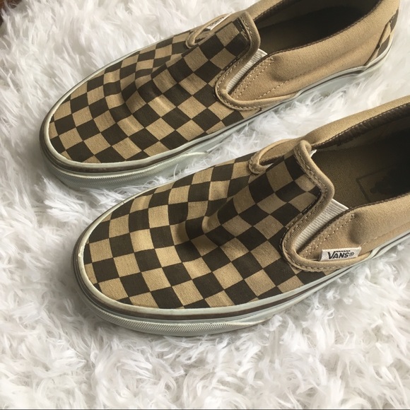 Vans Other - Vans Slip On Brown and Tan Checkerboard Shoes